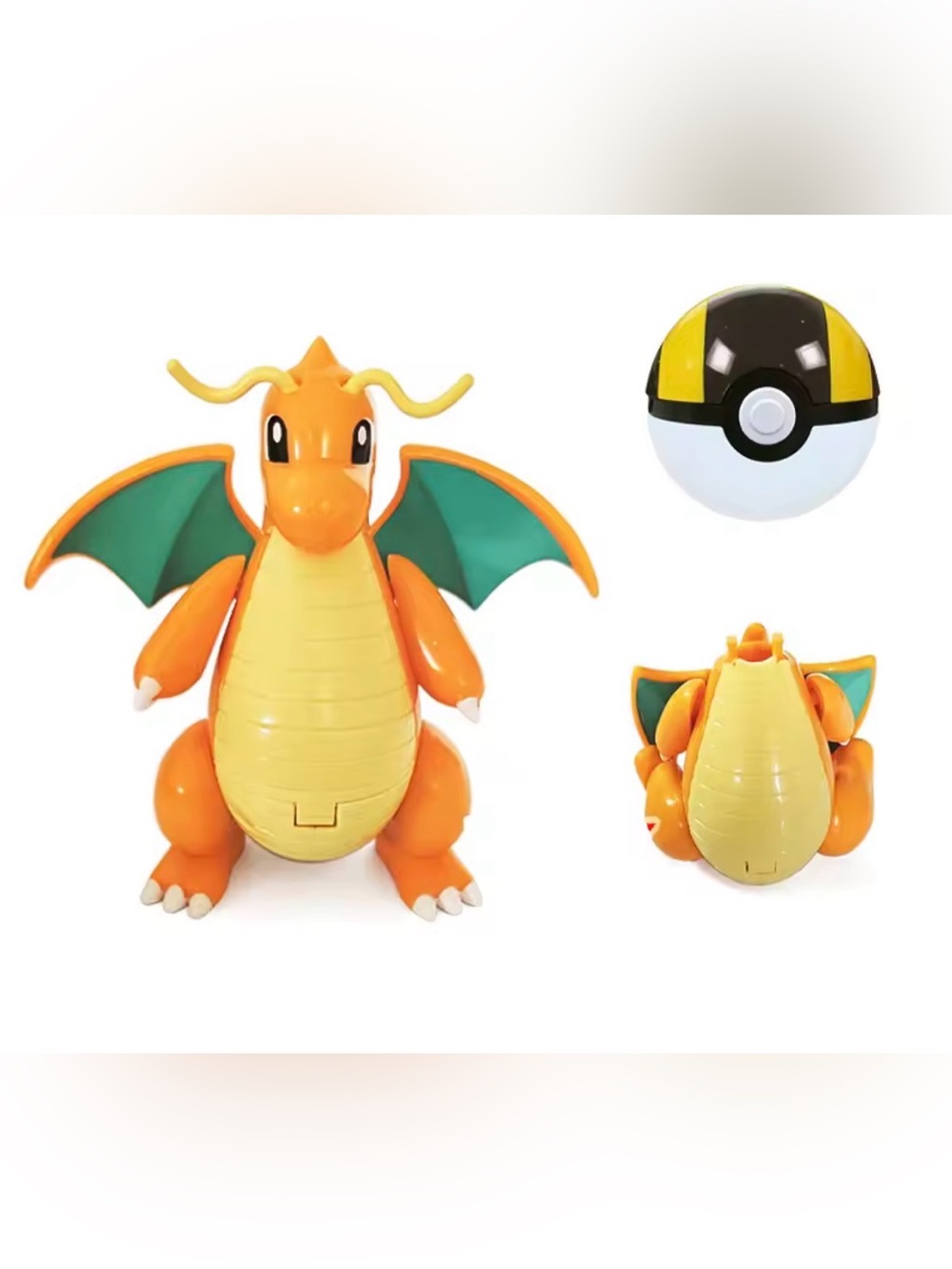 Pokemon Orange Dragon Figure with Green Wings and Yellow Belly